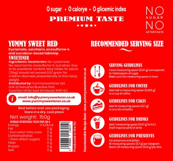 yummy sweet red 150 g sweetener